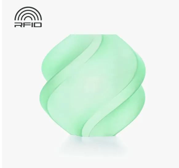 RFID-enabled sample printed with Bambu Lab PLA Translucent Light Jade filament 13510, showing smooth curves and uniform translucent light jade color