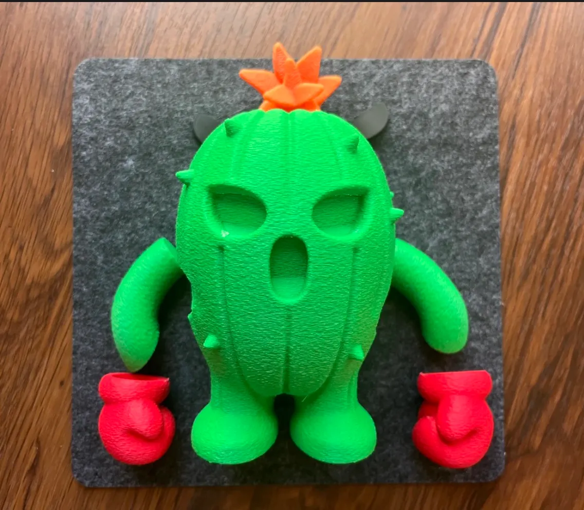 Multi-part cactus character model 3D printed in bambu green using Bambu Lab PLA Basic Bambu Green filament 1kg 10501
