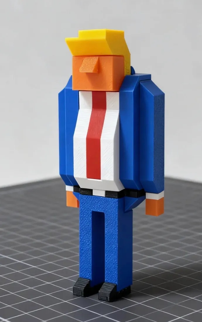 3D printed block-style human figure using PLA Basic Sunflower Yellow filament 10402