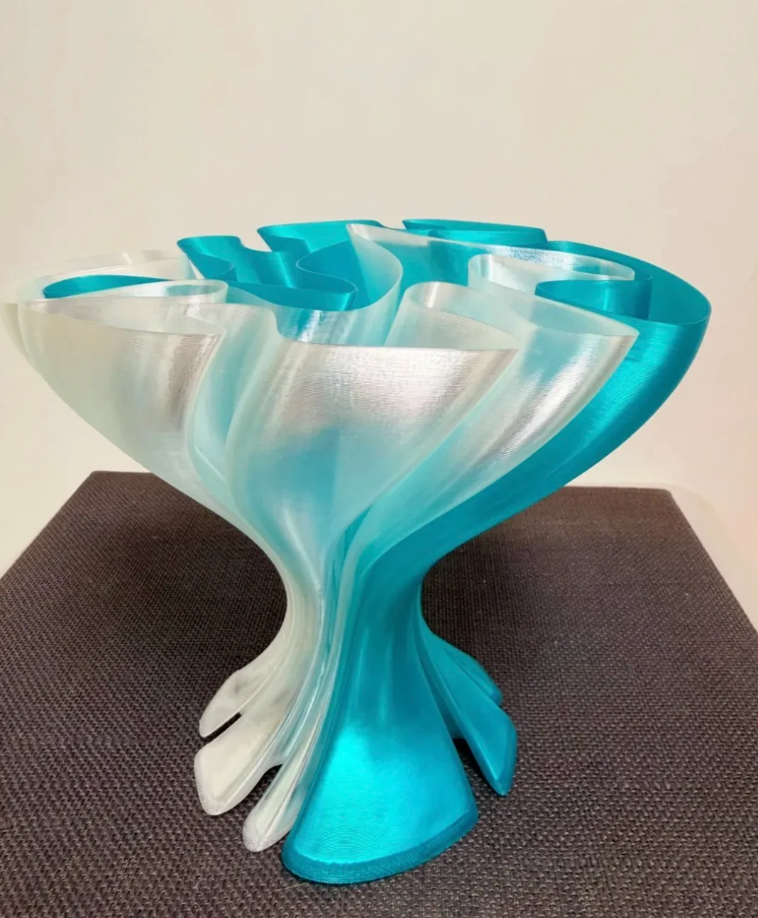 Large decorative model printed with Bambu Lab PLA Translucent Teal Filament with Spool 13612 showing vibrant translucent teal color and clean edges.