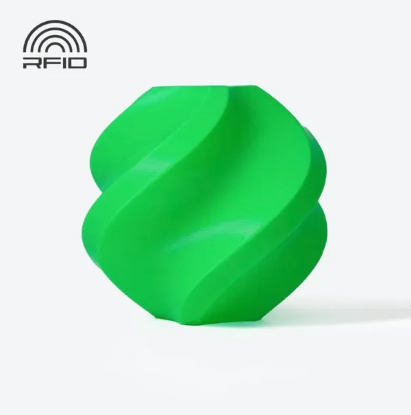 RFID 3D Printed Sample in PLA Basic Bambu Green 10501 RFID demonstration model printed in bambu green using Bambu Lab PLA Basic Bambu Green filament 1kg color code 10501