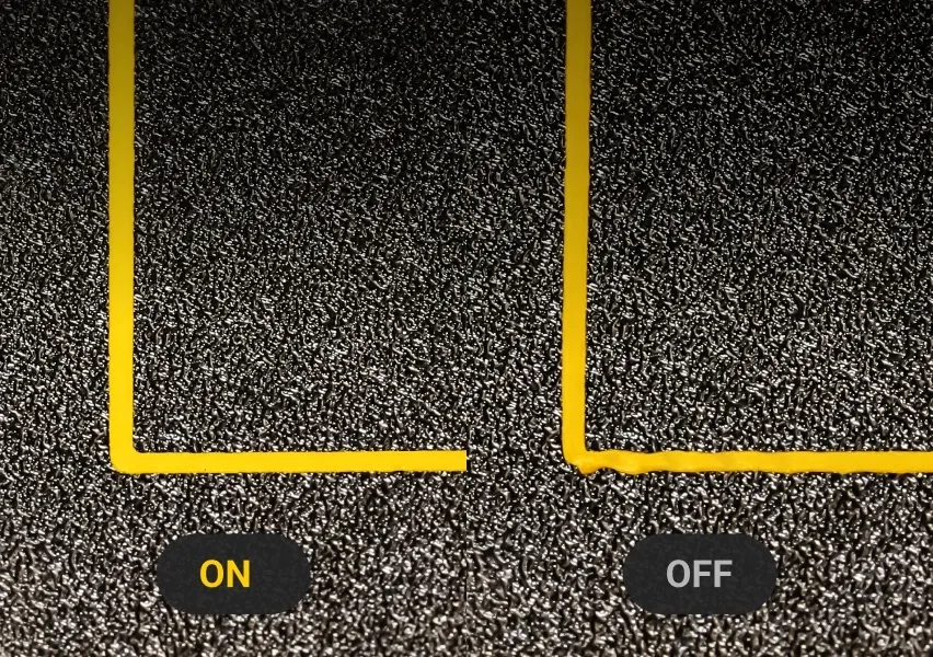 Surface comparison showing Input Shaping ON vs OFF on 3D printed part
