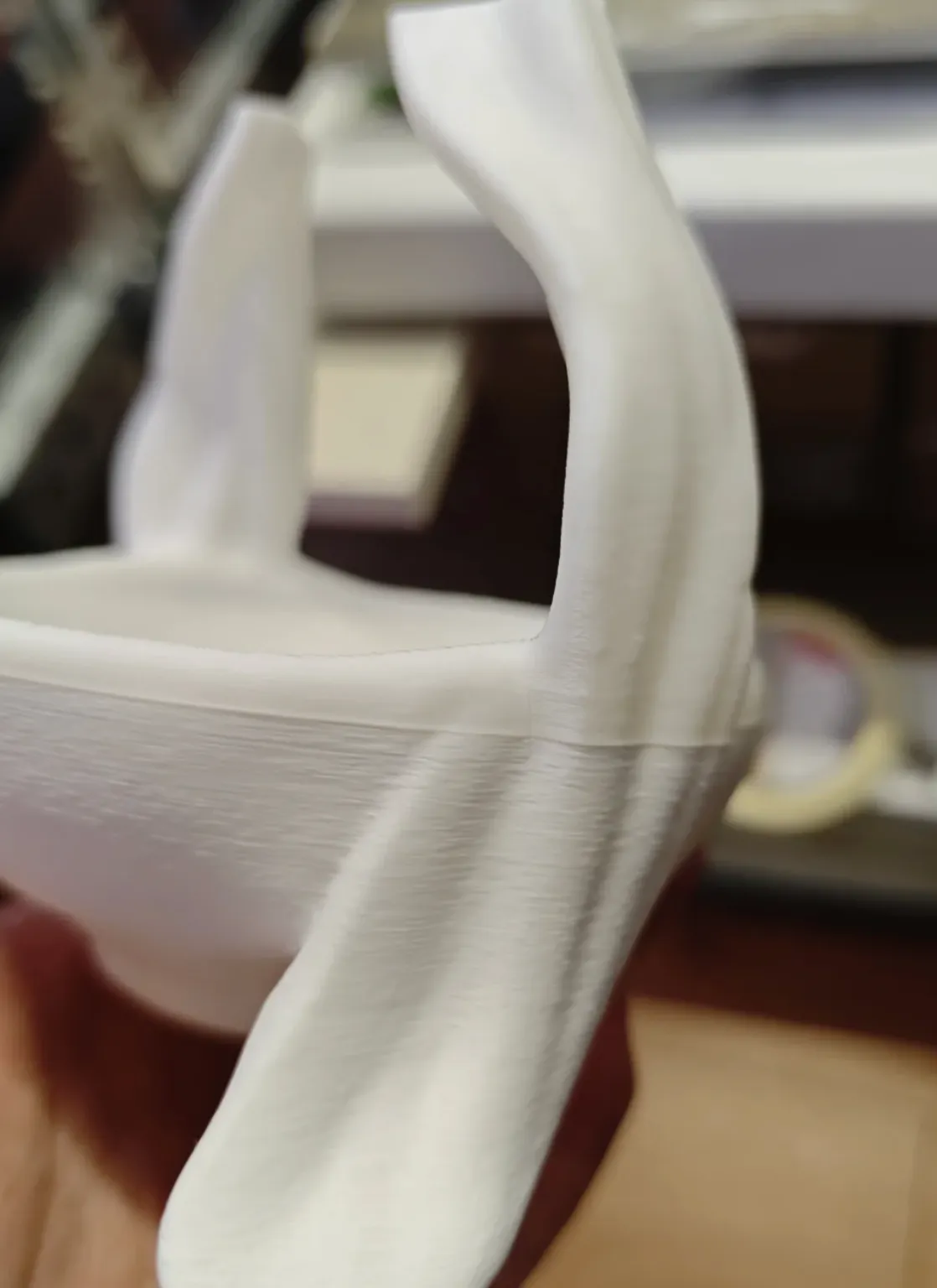 Moisture damaged 3D print showing rough surface texture caused by improperly stored filament