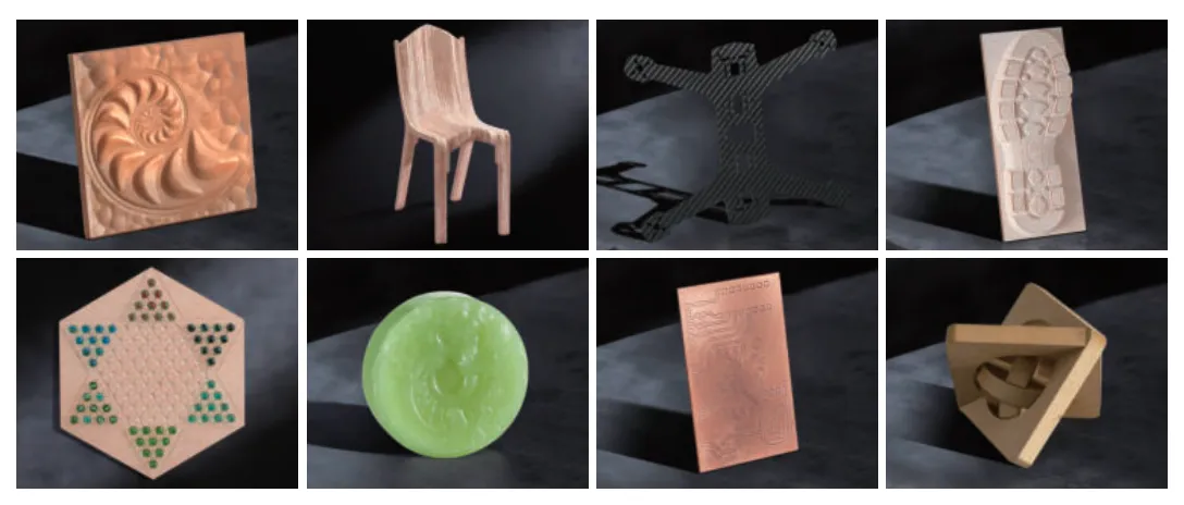 Laser engraved wood leather and coated metal samples