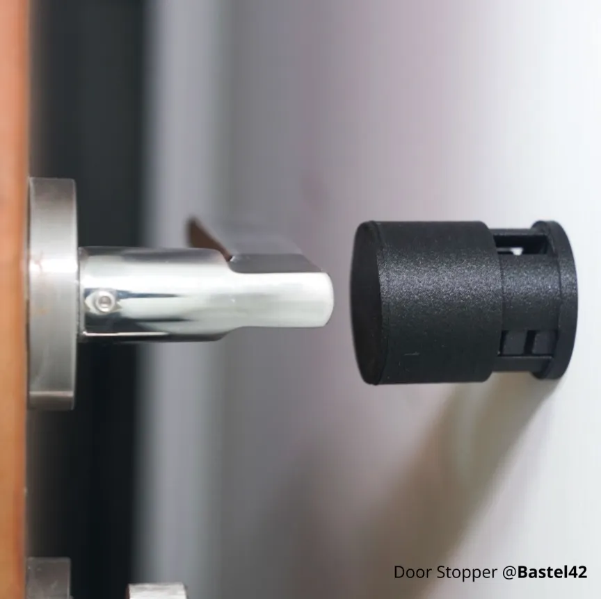 door stopper 3D printed using Bambu Lab PA6-GF Filament mounted on wall to protect door handle