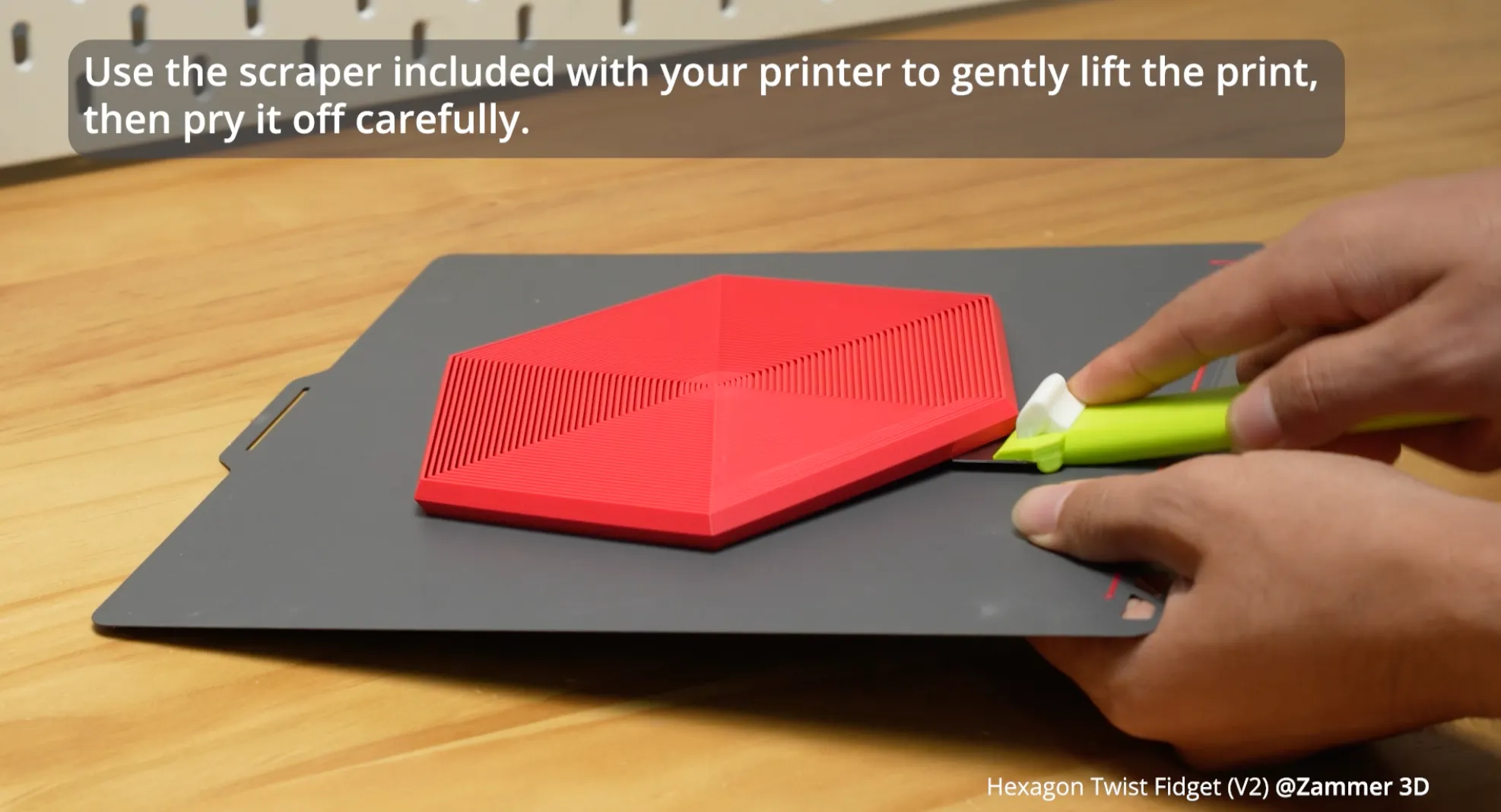 using scraper tool to remove 3D print from Bambu Cool Build Plate SuperTack surface