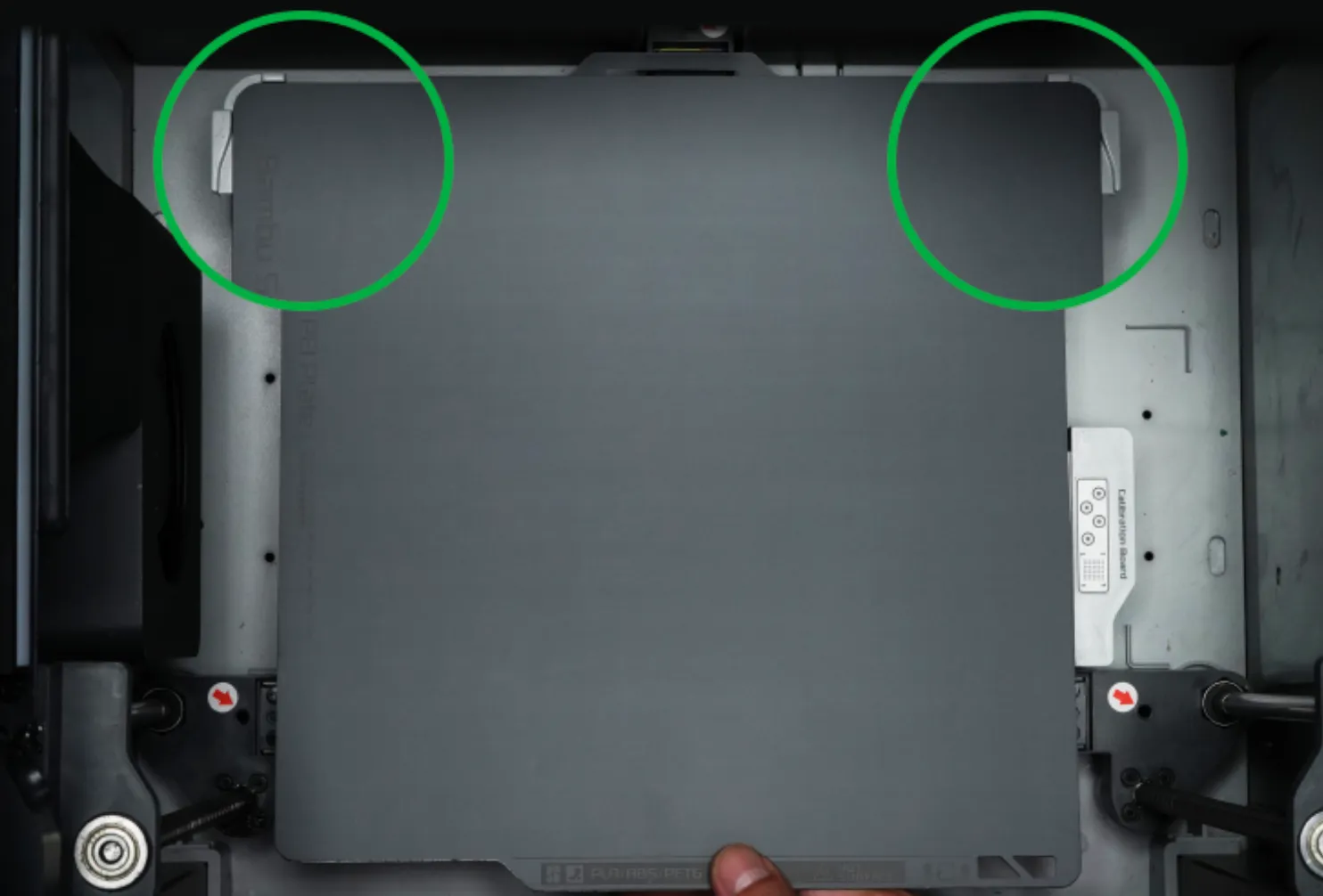 aligning Bambu Dual-Texture PEI Plate 3D printer build plate on platform for A1 P1P P1S X1C X1E installation step 1