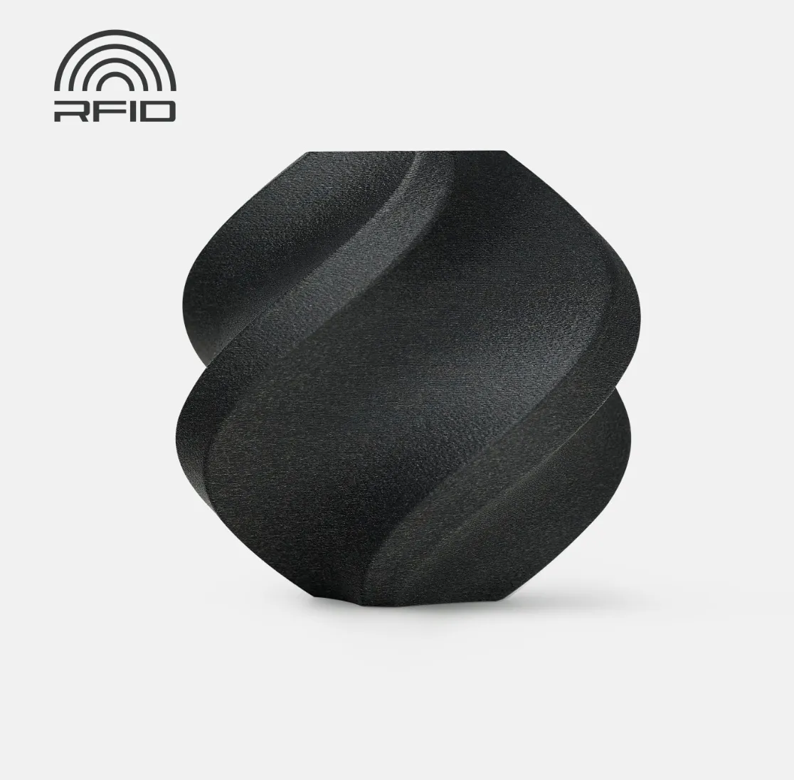 3D printed sample made with Bambu Lab ABS-GF Black Filament 1kg color code 41101 showing matte surface texture and RFID compatibility