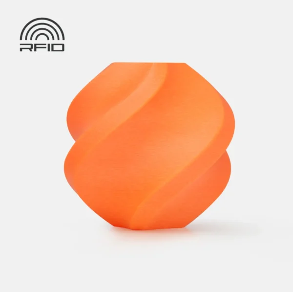3D printed sample made with Bambu Lab ABS-GF Orange Filament 1kg color code 41300 showing matte orange surface texture and RFID compatible filament