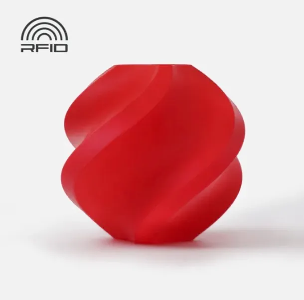 swirl vase render printed with Bambu Lab ABS Red Filament 1kg Color Code 40200 showing solid red finish and smooth layered surface