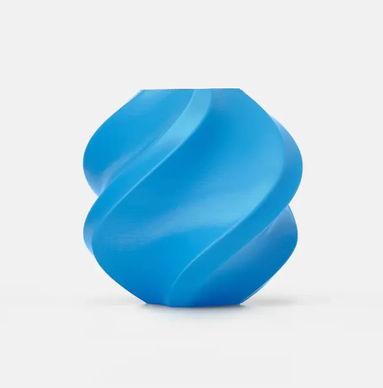 Spiral vase model 3D printed using Bambu Lab Blue TPU 95A HF Filament 1KG 1.75MM with Spool, flexible TPU material with smooth surface finish (Color Code 51600)
