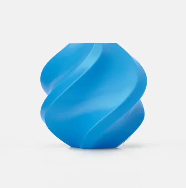 Spiral vase model 3D printed using Bambu Lab Blue TPU 95A HF Filament 1KG 1.75MM with Spool, flexible TPU material with smooth surface finish (Color Code 51600)