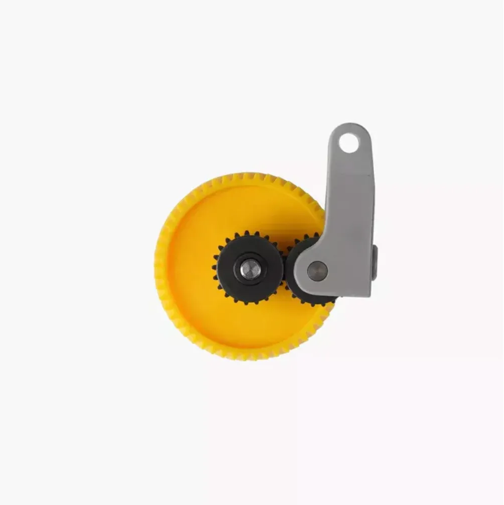 Bambu Lab extruder gear assembly installed with dual gears and mounting bracket