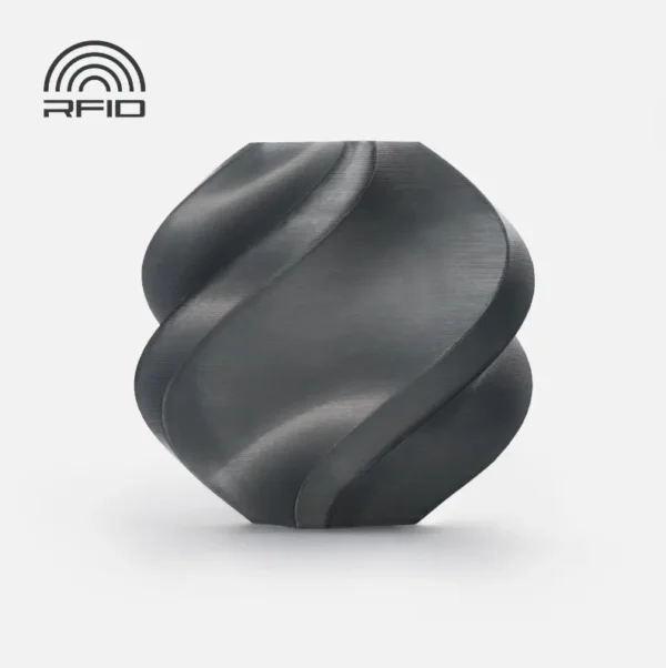 spiral vase test print made with Bambu Lab PC Clear Black Filament 1kg/Spool showing smooth layer lines and translucent dark finish (Color Code 60102)