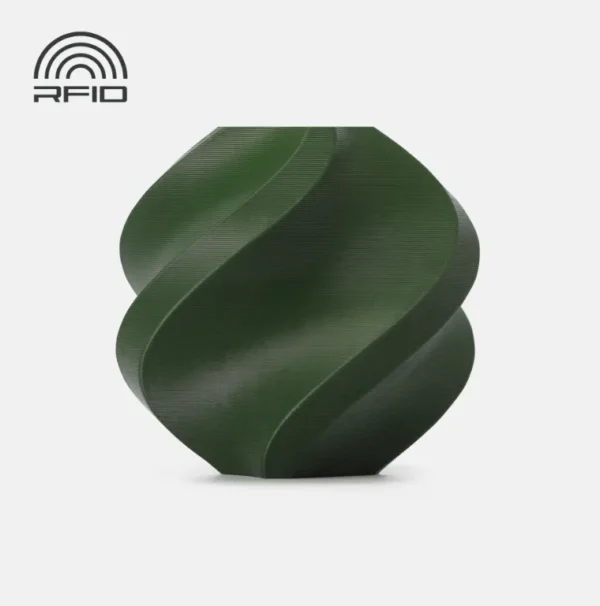 Bambu Lab PETG-HF Forest Green Filament 1.75mm 1kg – Official Color Render 33502 Official render of Bambu Lab PETG-HF Forest Green Filament 1.75mm 1kg Color Code 33502 showing deep forest green tone, smooth layered surface and RFID marking.