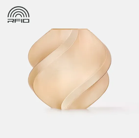 Official render of Bambu Lab PETG Translucent Brown Filament Color Code 32800 showing semi-transparent brown tone with smooth surface finish and RFID marking.