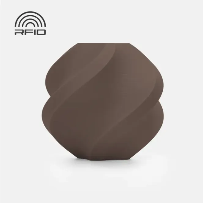 3D printed sample made with Bambu Lab PLA Matte Dark Brown Filament showing smooth matte surface and fine layer detail