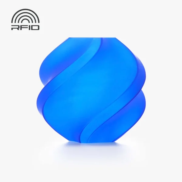 Official render of Bambu Lab PLA Translucent Blue Filament with Spool Color Code 13611 showing vibrant semi-transparent blue tone and smooth layered surface texture.