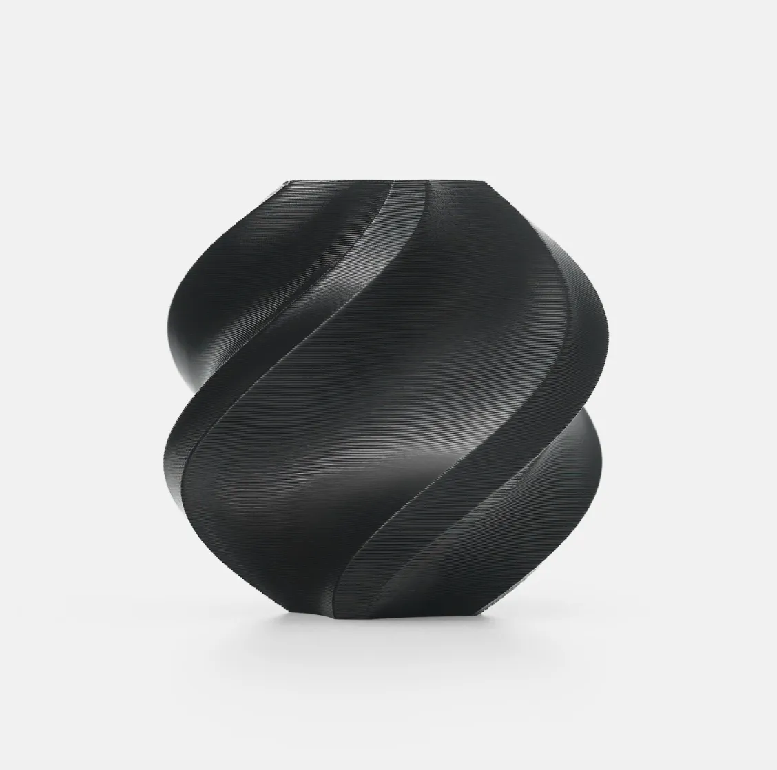 spiral vase model 3D printed with Bambu Lab TPU 90A Black Filament with Spool color code 51103