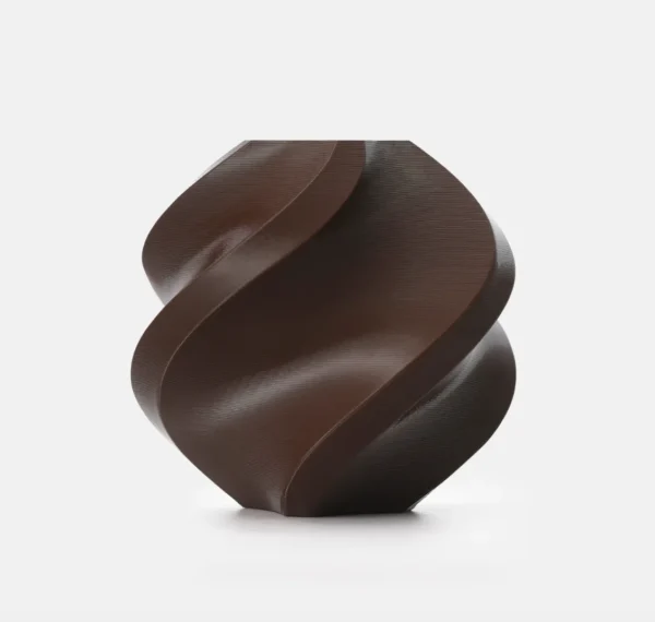 Bambu Lab TPU 90A Cocoa Brown Filament with Spool Spiral Vase 3D Print (Color Code 51800) spiral vase model 3D printed with Bambu Lab TPU 90A Cocoa Brown Filament with Spool color code 51800