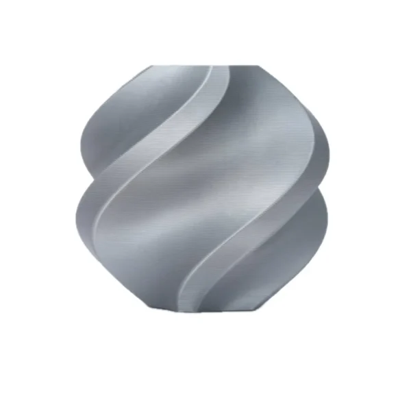 Bambu Lab TPU 90A Quicksilver Filament with Spool Spiral Vase 3D Print (Color Code 51106) spiral vase model 3D printed with Bambu Lab TPU 90A Quicksilver Filament with Spool color code 51106