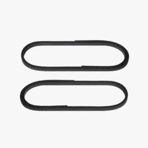 two black XY belts for Bambu Lab P2S 3D printer laid flat showing toothed timing belt design