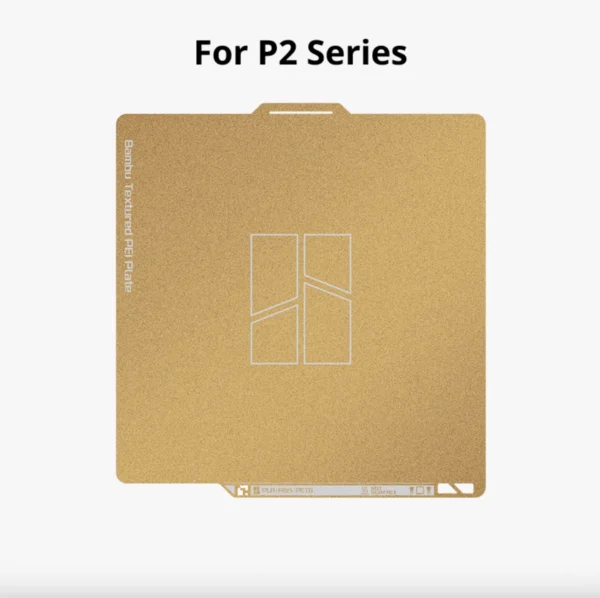Bambu textured PEI flexible magnetic build plate for P2S 3D printer gold surface
