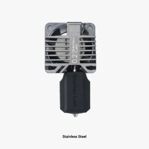 Bambu Lab X1C complete hotend with 0.2mm stainless steel nozzle front view