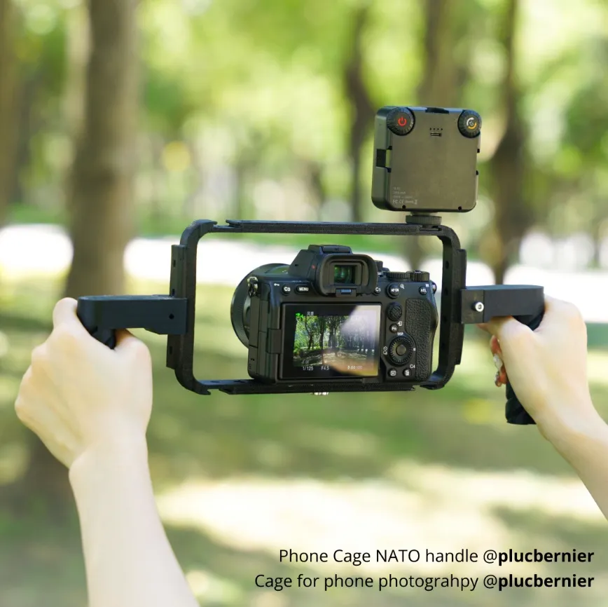 camera rig phone cage 3D printed with Bambu Lab PA6-GF Filament used for mobile photography stabilization