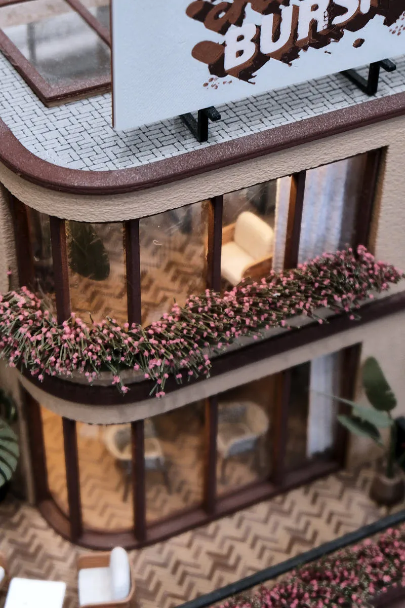 miniature outdoor café tables and chairs 3D printed using Bambu Lab PLA Matte Dark Brown Filament