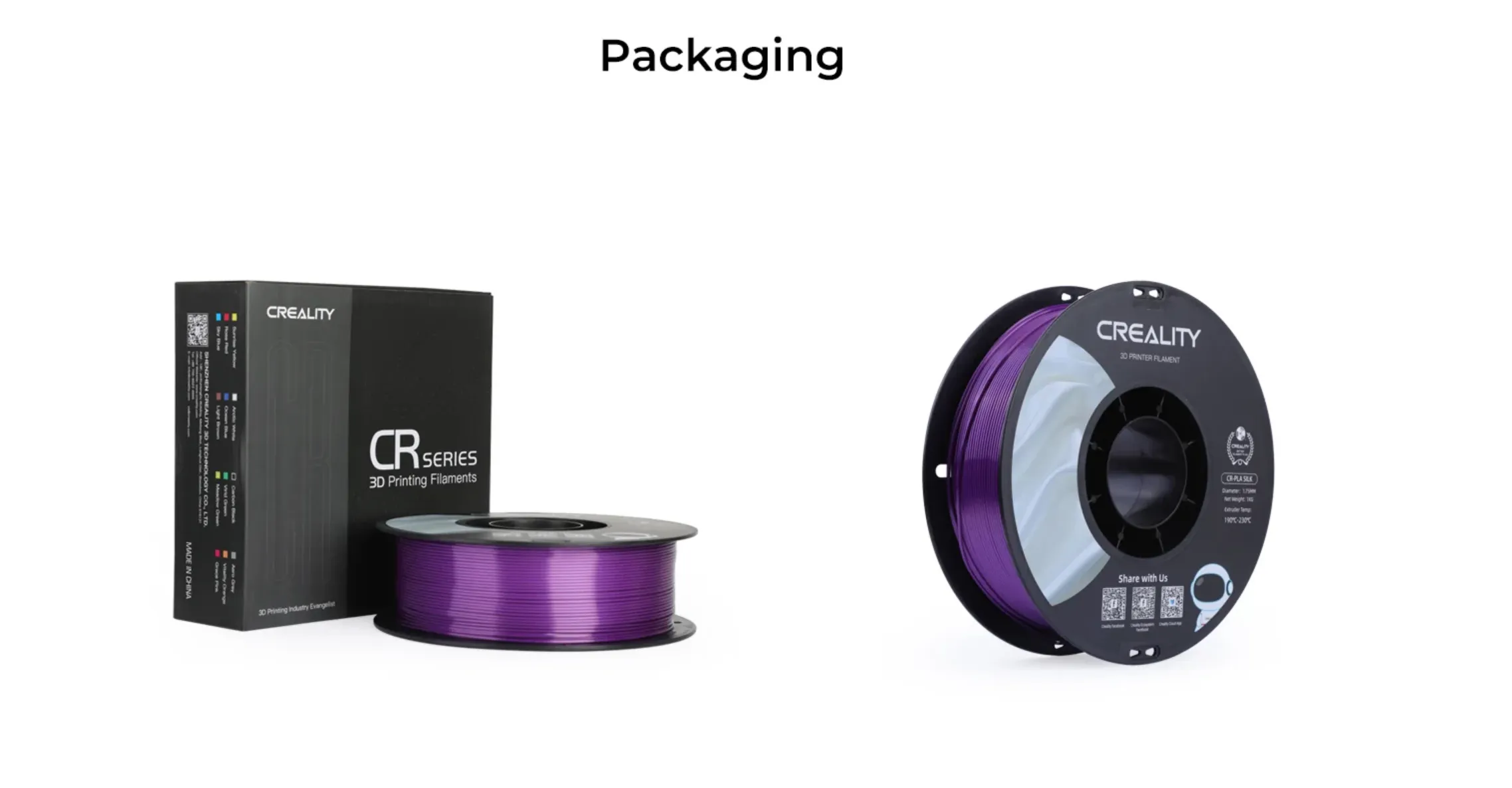 Creality CR-PLA Silk filament spool with packaging box 1.75mm 1kg purple silk PLA filament
