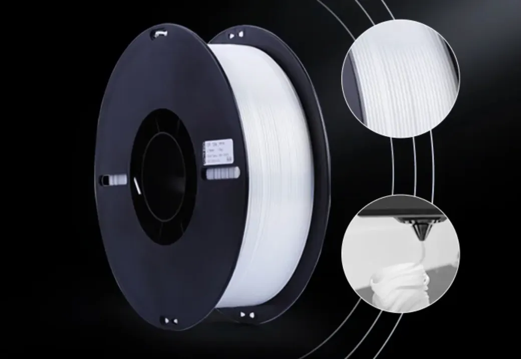 close up of CR-PLA Silk filament showing smooth glossy silk-like surface texture