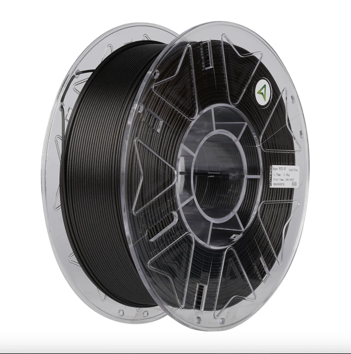 Creality Hyper PETG-CF black filament spool 1.75mm 1kg carbon fiber reinforced PETG on transparent reel
