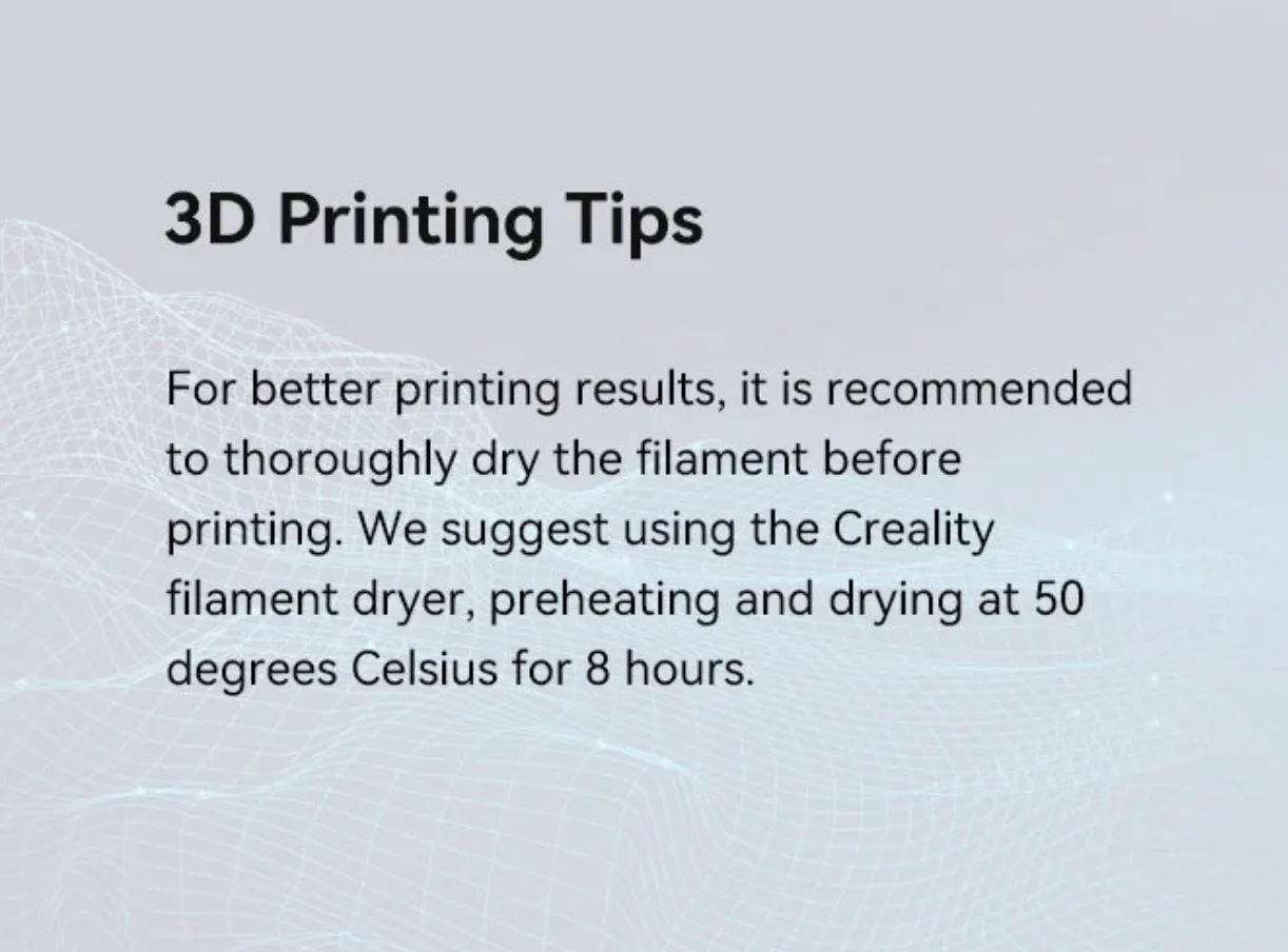 Creality Hyper PETG Filament drying recommendation before printing for better results