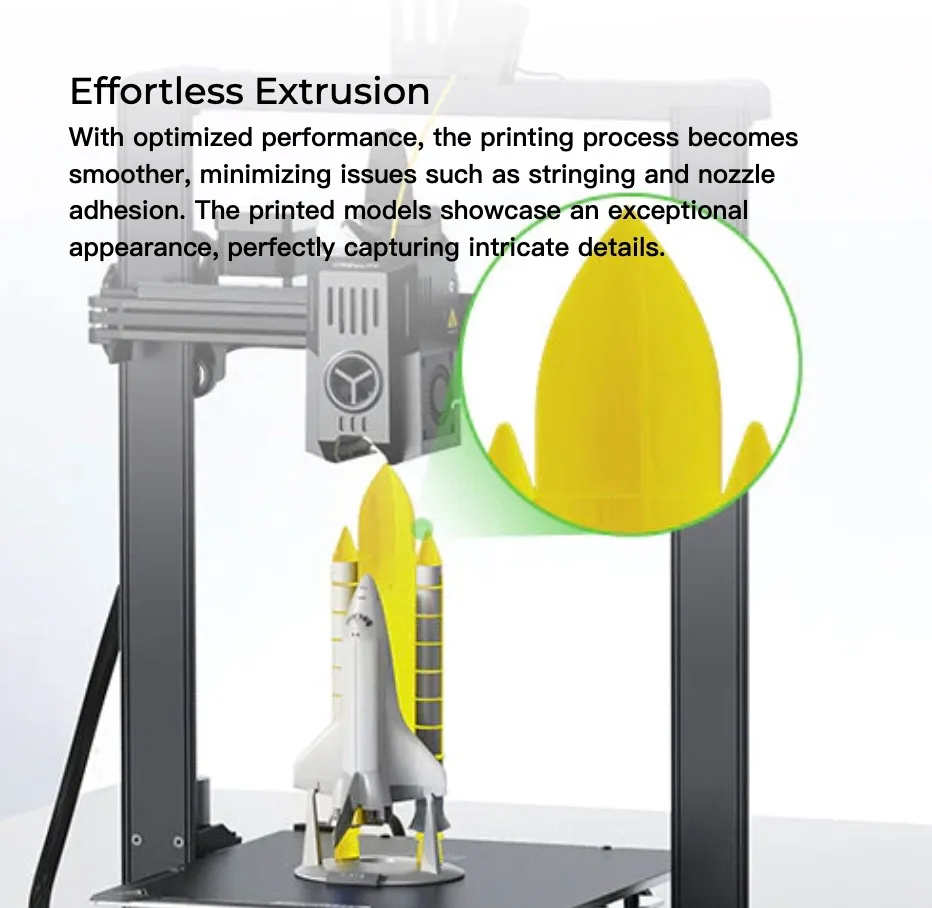 Creality Hyper PETG Filament smooth extrusion shown on 3D printer with detailed model surface