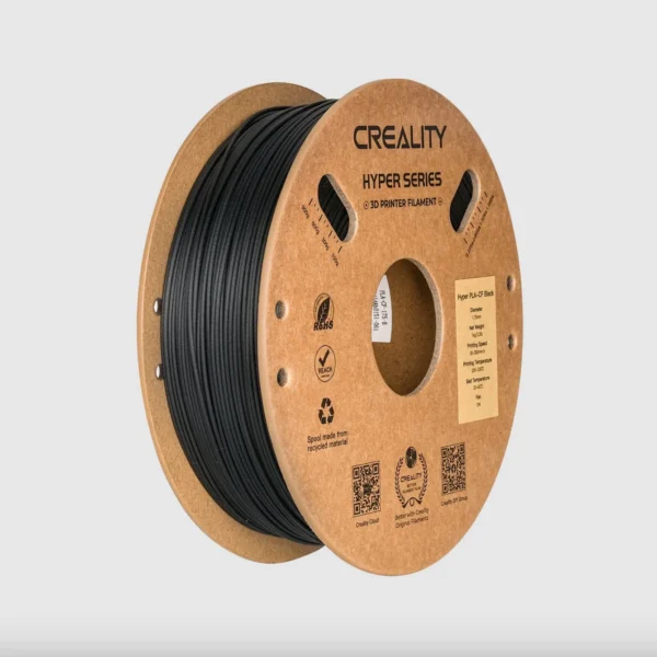 Creality Hyper PLA-CF Black filament 1.75mm 1kg spool with cardboard reel front angle