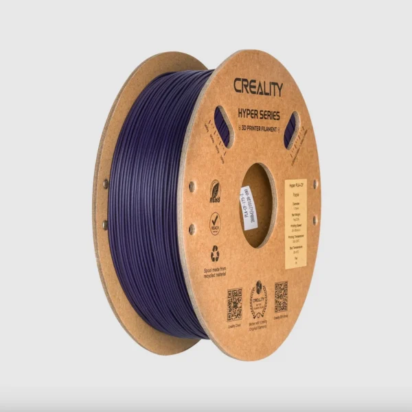 Creality Hyper PLA-CF Purple filament 1.75mm 1kg spool angled display with filament winding
