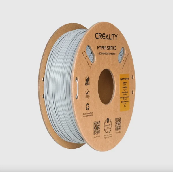 Creality Hyper Series PLA Gray 1.75mm 1kg 3D printer filament spool on cardboard reel