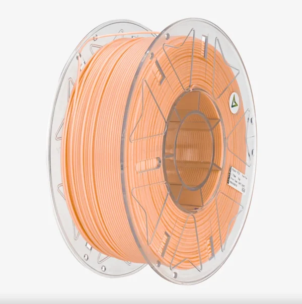 Angled view of Creality Hyper Series PLA RFID peach fuzz filament spool 1.75mm 1kg