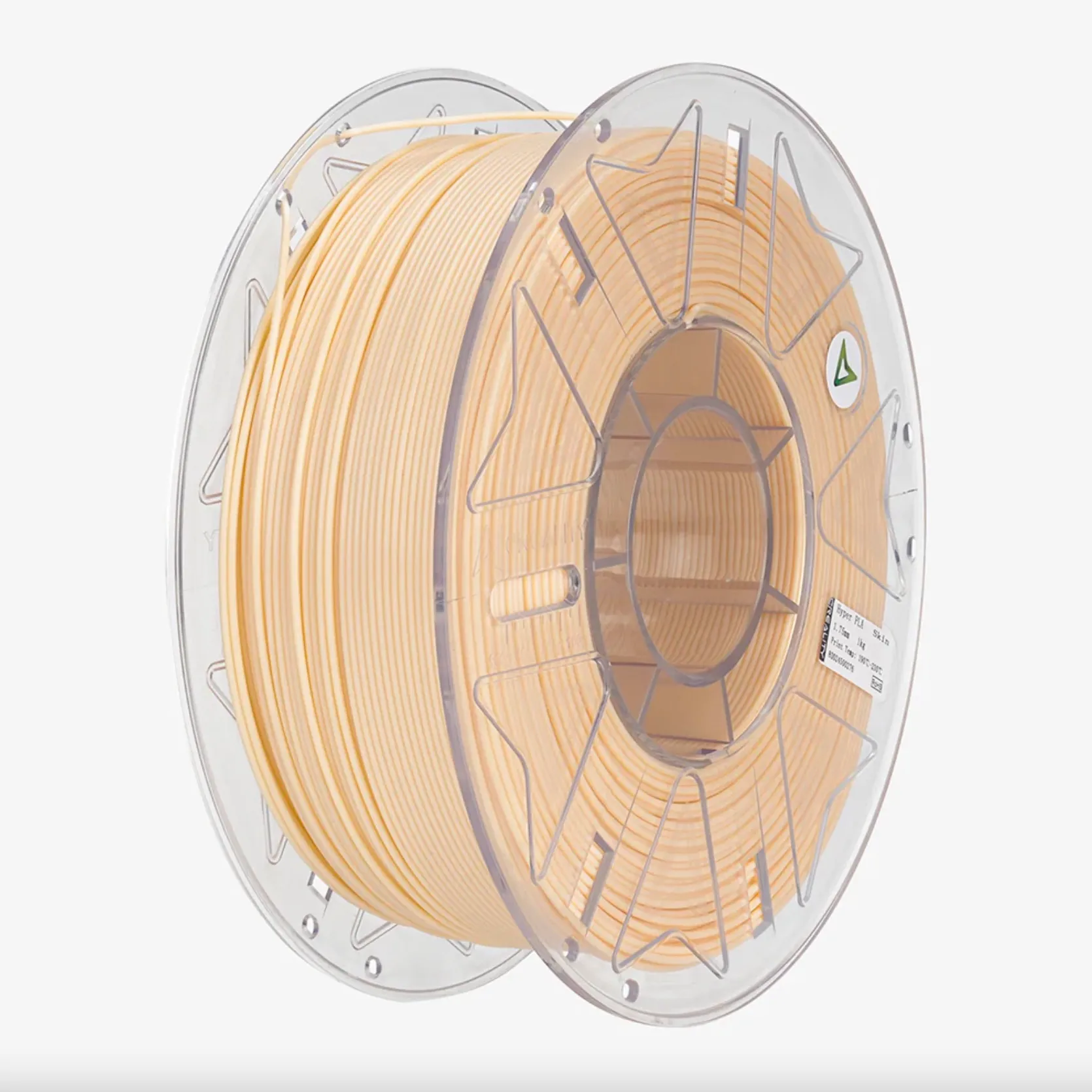 Perspective view of Creality Hyper Series PLA RFID Skin filament 1.75mm 1kg with RFID tag and product label