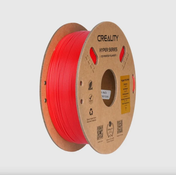 Creality Hyper Series PLA Red filament 1.75mm 1kg 3D printer filament spool on recyclable cardboard reel