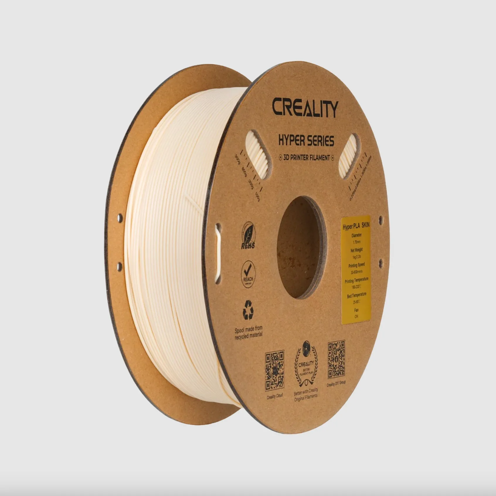 Creality Hyper Series PLA Skin filament 1.75mm 1kg 3D printer filament spool on recyclable cardboard reel