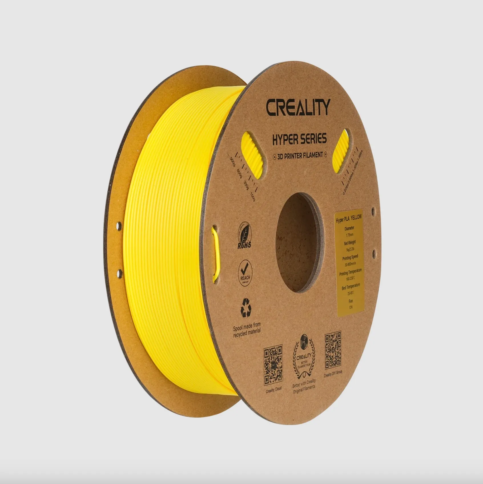 Creality Hyper Series PLA Yellow filament 1.75mm 1kg spool for FDM 3D printing