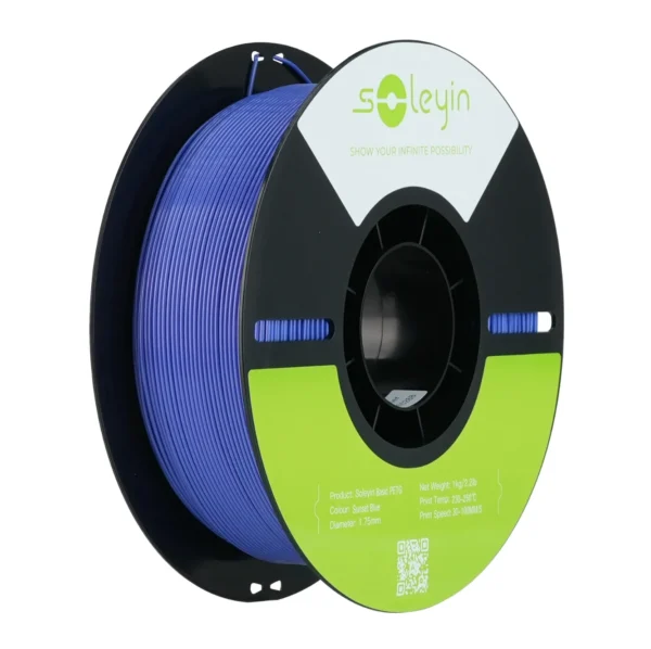 Creality Soleyin Basic PETG Sunset Blue Filament 1.75mm 1kg spool with black reel and neatly wound sunset blue filament