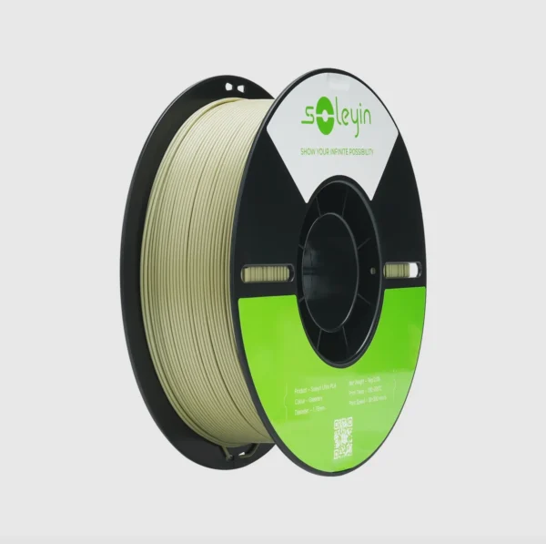 Creality Soleyin Ultra PLA Greenery filament 1.75mm 1kg spool with green filament on black reel and green product label