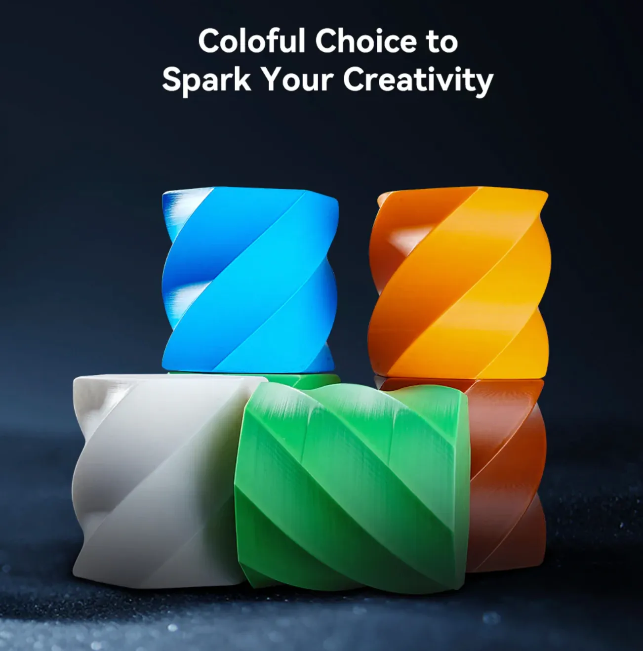 Ender Fast PLA 1.75mm 3D printing filament colorful printed models in blue orange white and green