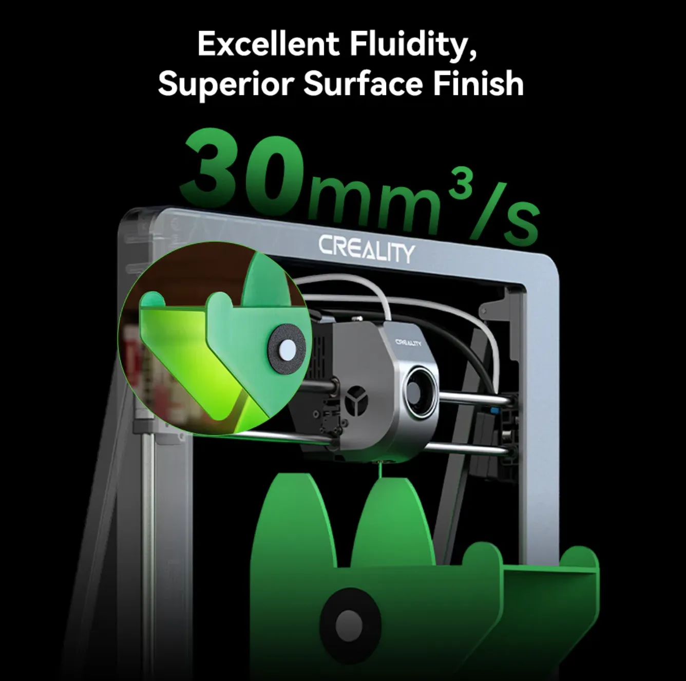 Ender Fast PLA 1.75mm 3D printing filament showing excellent fluidity and superior surface finish at 30 cubic millimeters per second