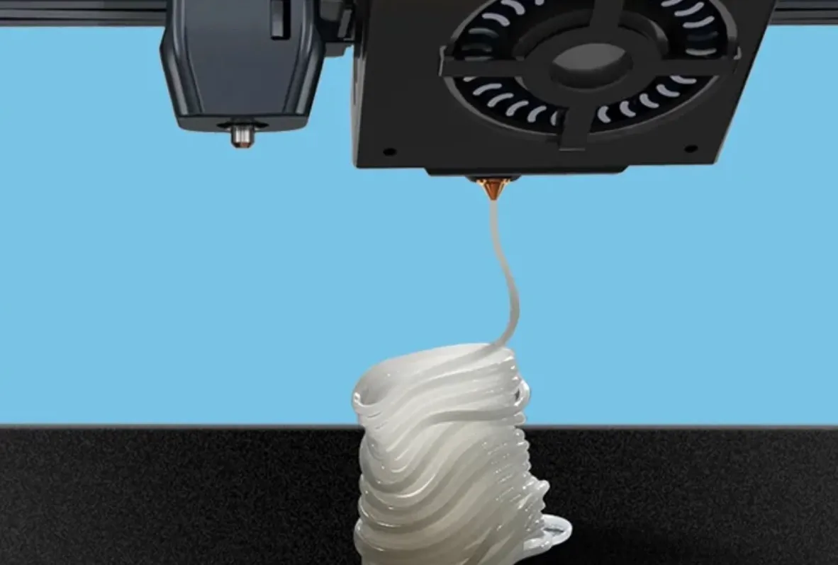 Ender PLA+ filament spool with close-up of filament surface and diameter measurement tool