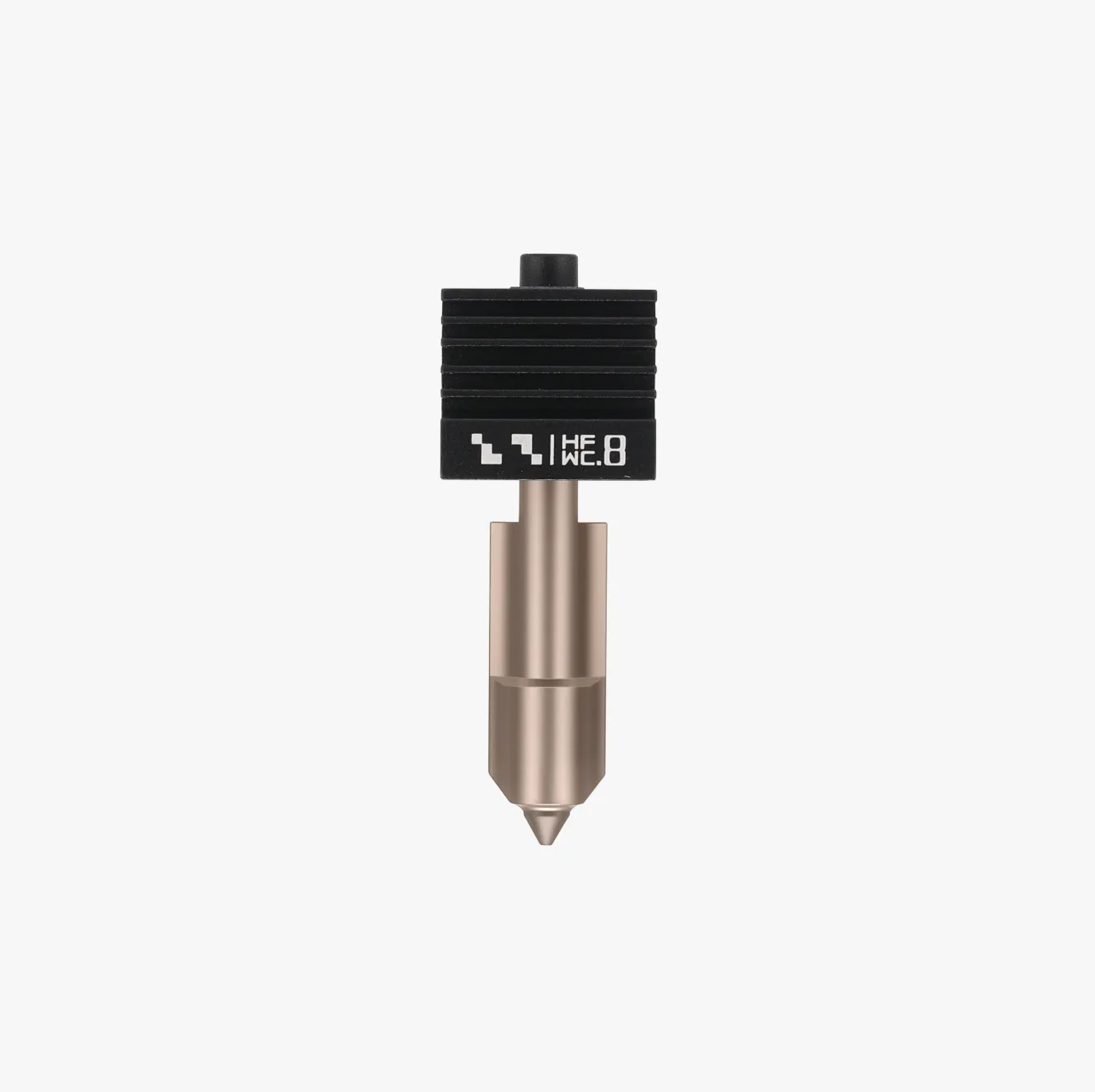 FAH045 Bambu 0.8 mm tungsten carbide high flow nozzle for H2 and P2S with black heatsink and gold nozzle body