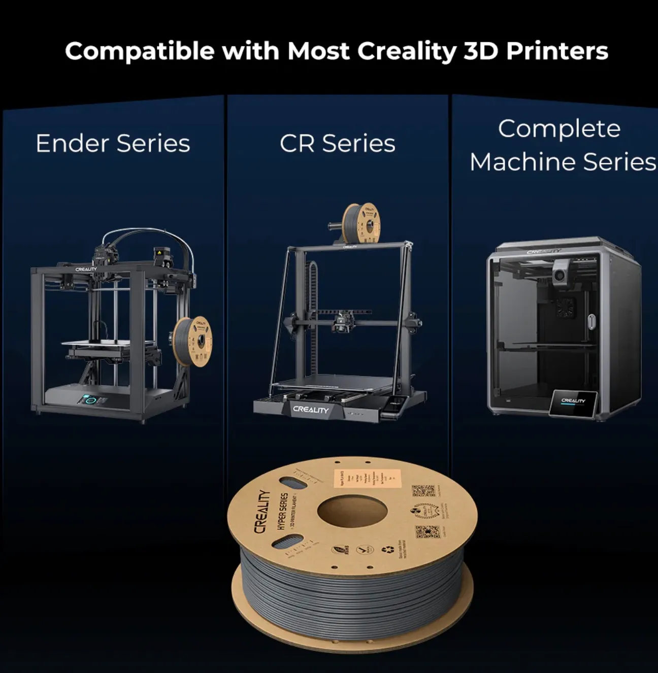 Hyper Series ABS 3D Printing Filament 1kg compatibility with Ender Series CR Series and Creality enclosed printers